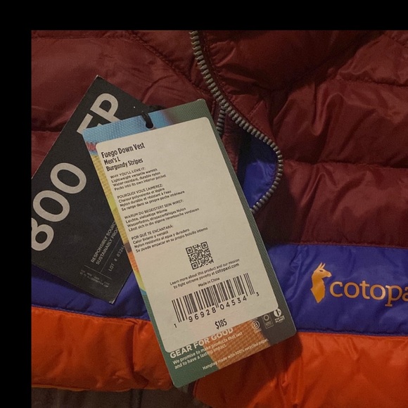 NWT Cotopaxi Burgundy Men’s Striped Vest Large - Picture 8 of 11